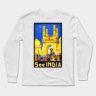 Vintage Travel Poster See India Hyderabad Long Sleeve T-Shirt